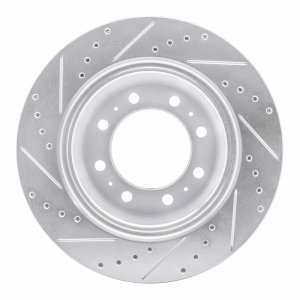 Dodge Ram 2500 Brake Rotor (1) - Rear Right - R1 Concepts - Drilled & Slotted - Silver - `09-`25